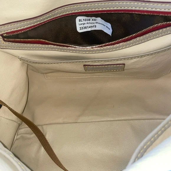 🤍🩶Dooney & Bourke Amelie Florentine Leather Shoulder Tote Bag -Light Taupe- - Picture 12 of 16